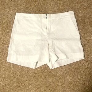 White linen dress shorts